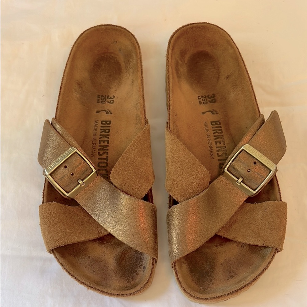 Birkenstock bronze Siena two-strap Sandals